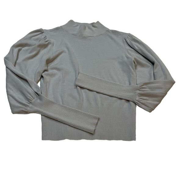 Robertson + Rodeo cropped puff sleeve grey gray sweater ribbed neck size Small - Picture 2 of 13